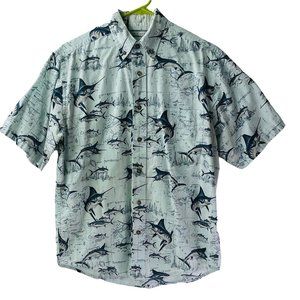 Monte Carlo Men’s Shirt Fishing South Atlantic Hawaiian Aloha Pattern S (34-36)